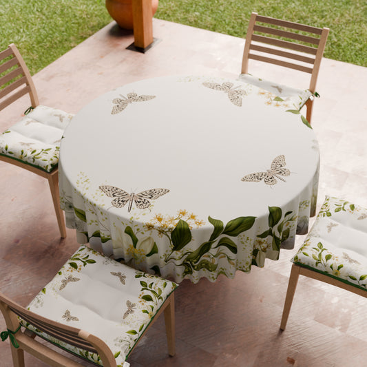 Nappe ronde élégante anti-taches - Idéale pour cuisine et salle à manger - Florale