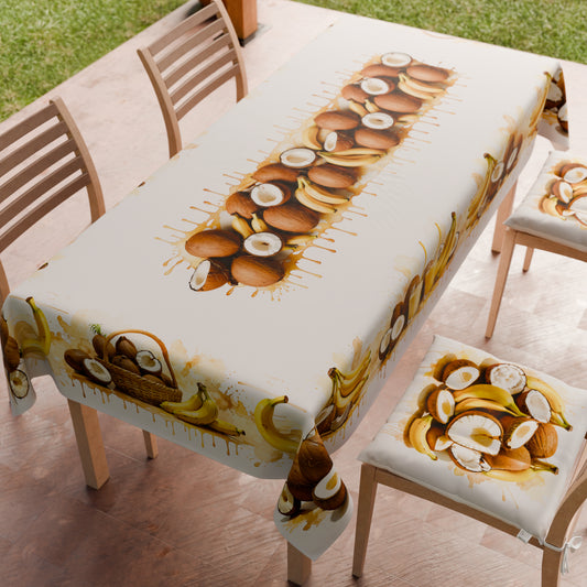 Nappe de table anti-taches, Housse de table de cuisine Fruit - Noix de coco et Banane
