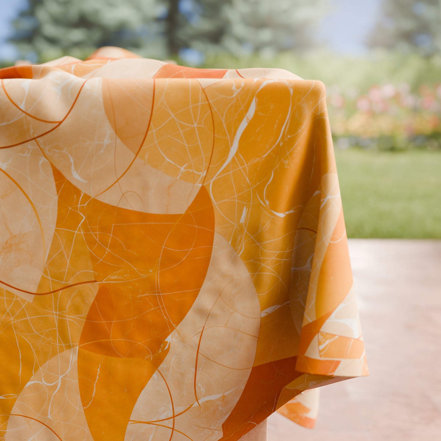 Tovaglia da tavola Antimacchia, Copritavolo da Cucina Geo - Cerchio Arancio