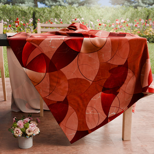Nappe de table anti-taches, protection de table de cuisine Geo - Cercle Rouge