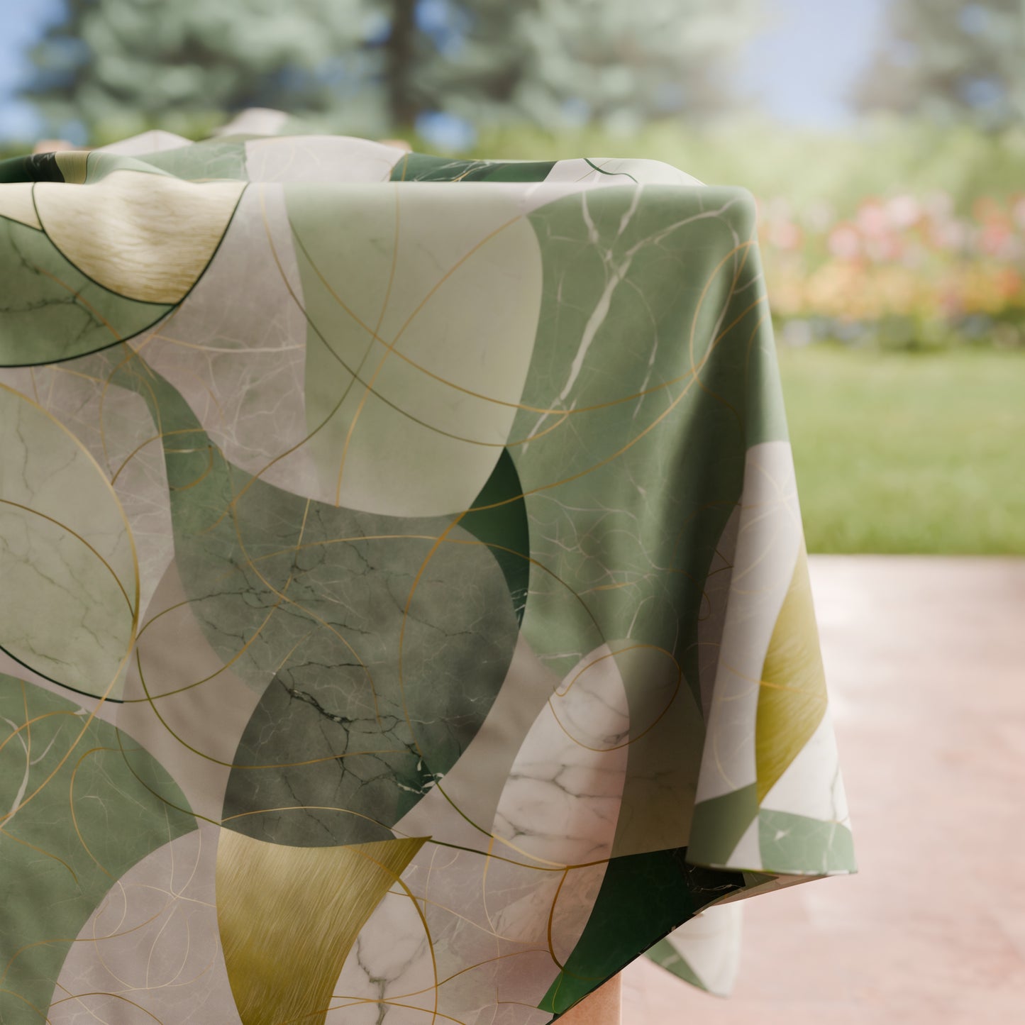 Tovaglia da tavola Antimacchia, Copritavolo da Cucina Geo - Cerchio Salvia