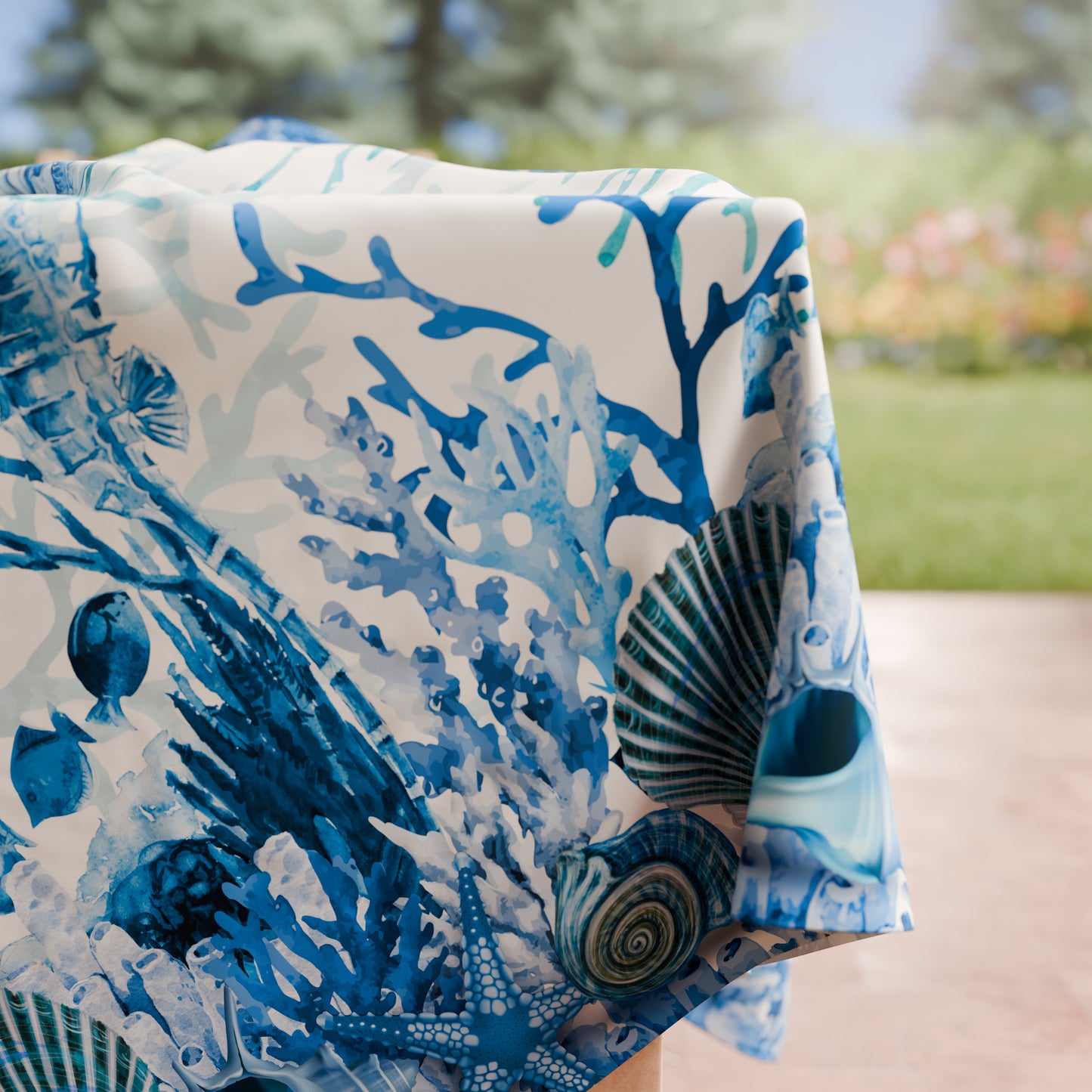 Tovaglia da tavola Antimacchia, Copritavolo da Cucina, Corallo Blu