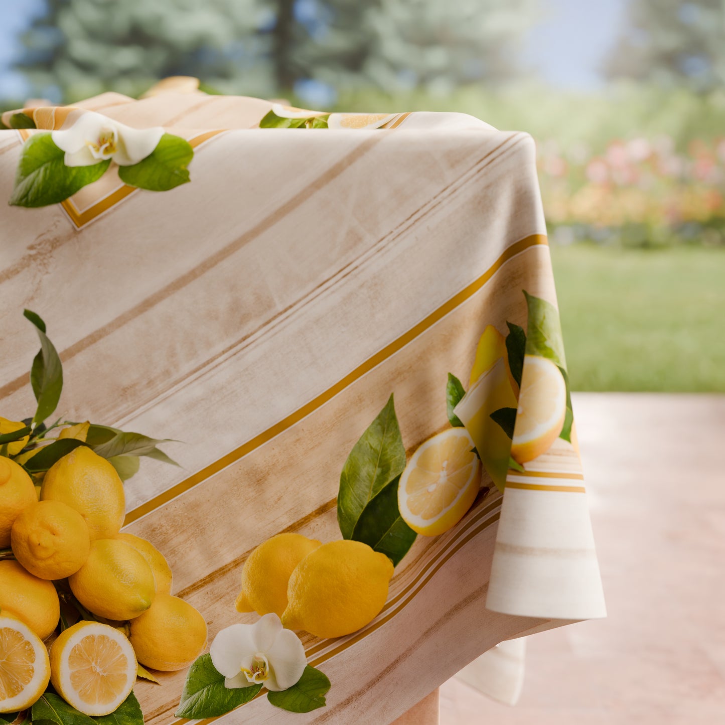 Stain-resistant tablecloth, kitchen table cover, Lemon