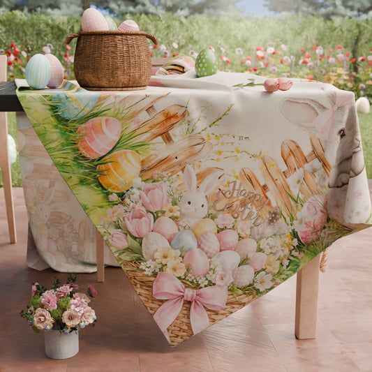 Nappe de Pâques anti-taches, nappe de cuisine Pâques Tutu Bunny