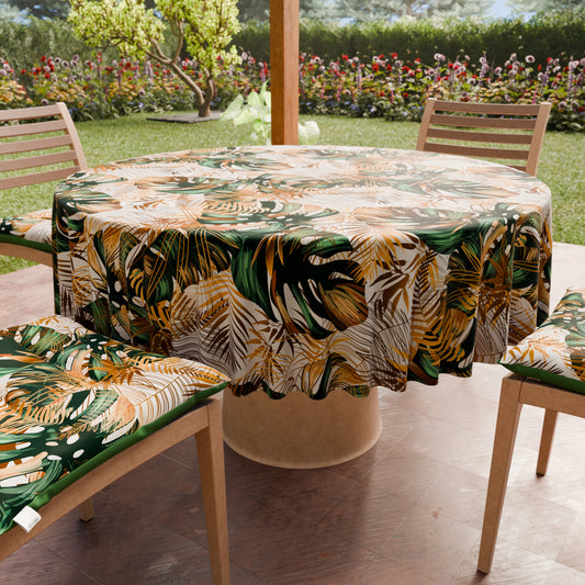 Nappe Ronde Anti-taches Élégante - Idéale pour cuisine et salle à manger - Tropical 04
