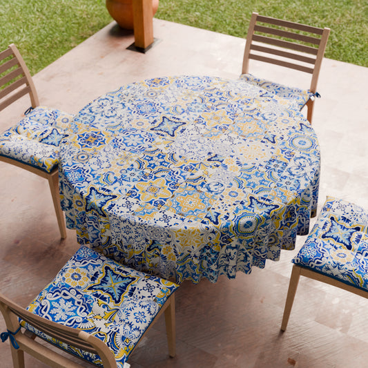 Tovaglia Rotonda Antimacchia Elegante - Ideale per cucina e sala da pranzo - Vietri Blu