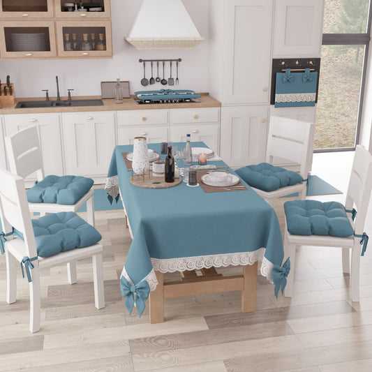 Tovaglia da Tavola Shabby Chic Copritavolo con Pizzo e Fiocchi Avion