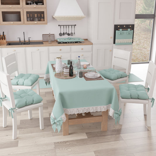 Cuscini per Sedie Coprisedia Shabby Chic Tinta Unita Verde Acqua