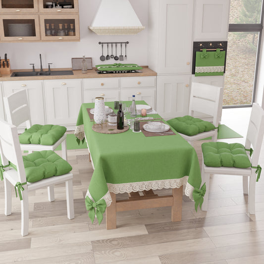 Copriforno Elegante Shabby Chic con Pizzo e Fiocchi Verde