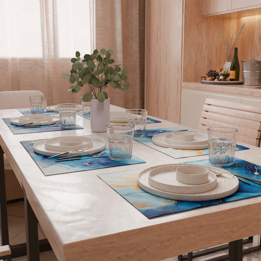 Sets de table américains en impression numérique Marble 11 Azur
