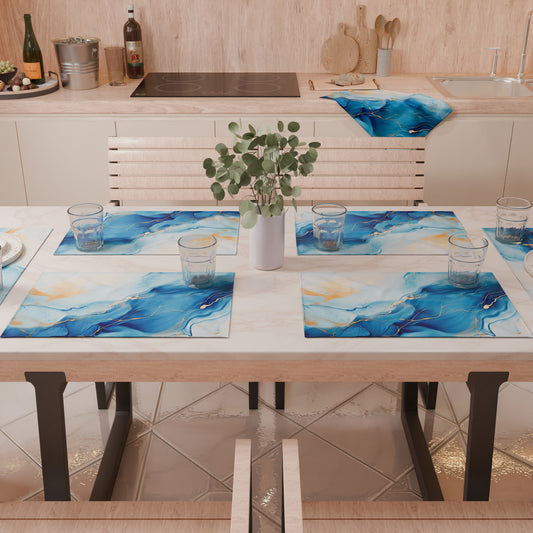 Sets de table américains en impression numérique Marble 11 Azur