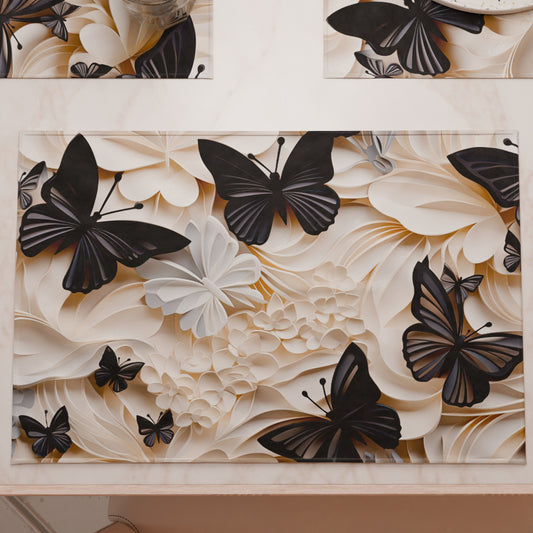 Sets de table américains en impression numérique Mariposa 05 Noir