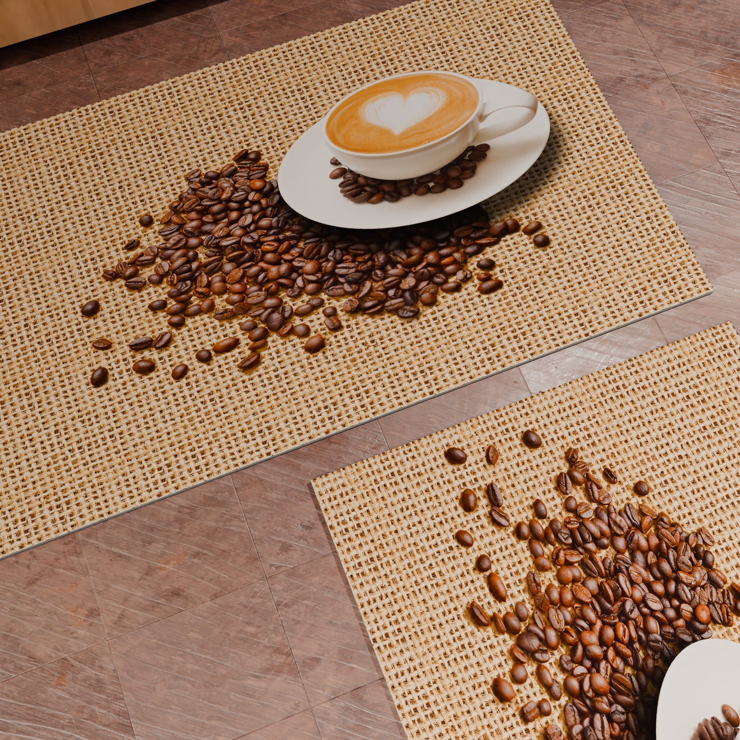 Tappeto Cucina Antiscivolo Passatoia Cucina lavabile, Caffè Beige