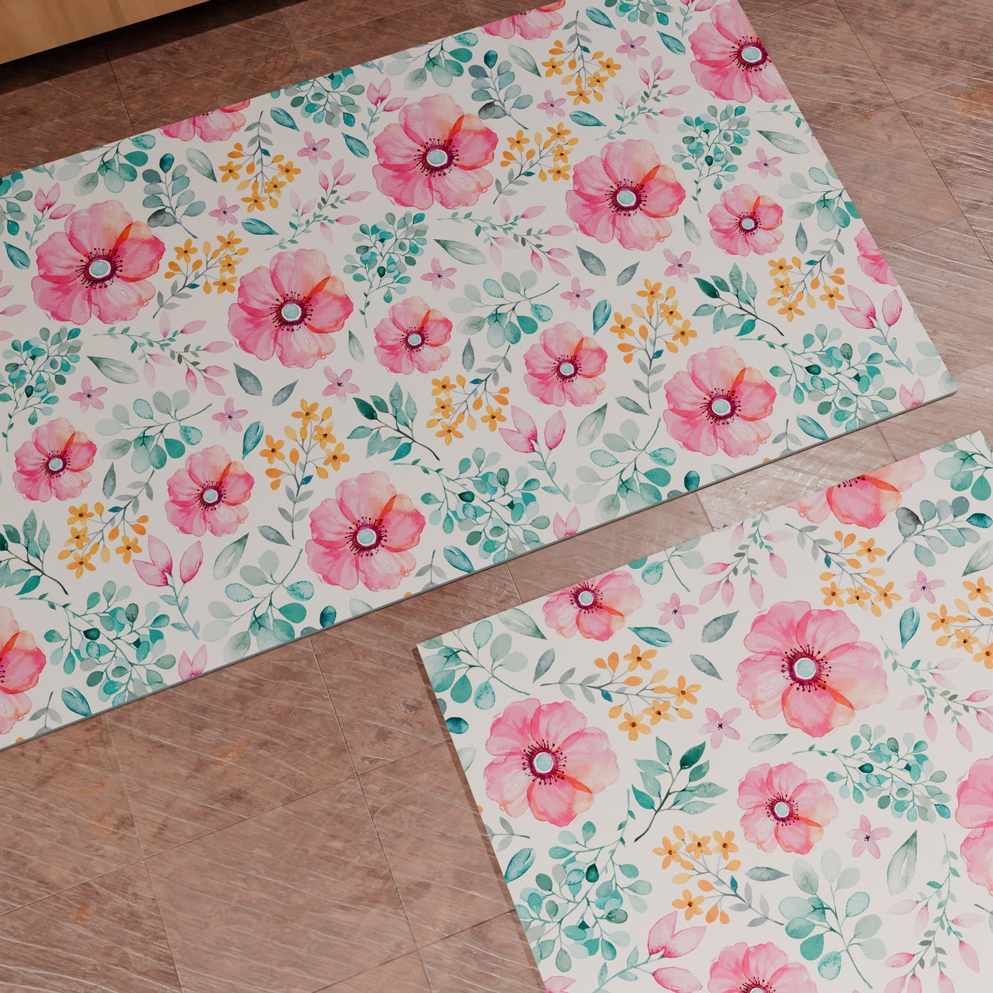 Non-slip kitchen rug, washable kitchen runner, floral-01