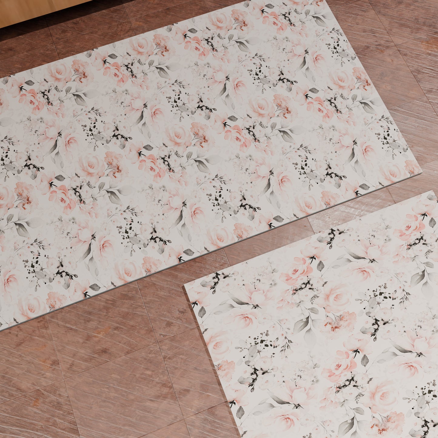 Tappeto Cucina Antiscivolo Passatoia Cucina lavabile, Floreale-17 Bianco