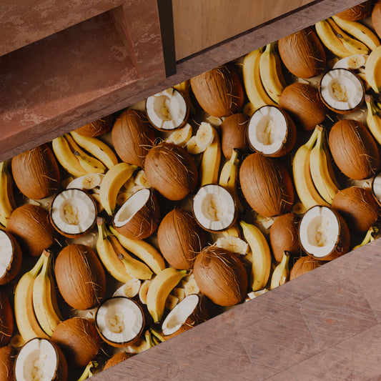 Tapis de Cuisine Antidérapant Passatoia Cuisine lavable, Cuisine Fruit - Noix de Coco et Banane