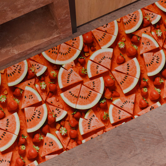 Tapis de Cuisine Antidérapant Passatoia Cuisine lavable, Cuisine Fruit - Melon et Fraise