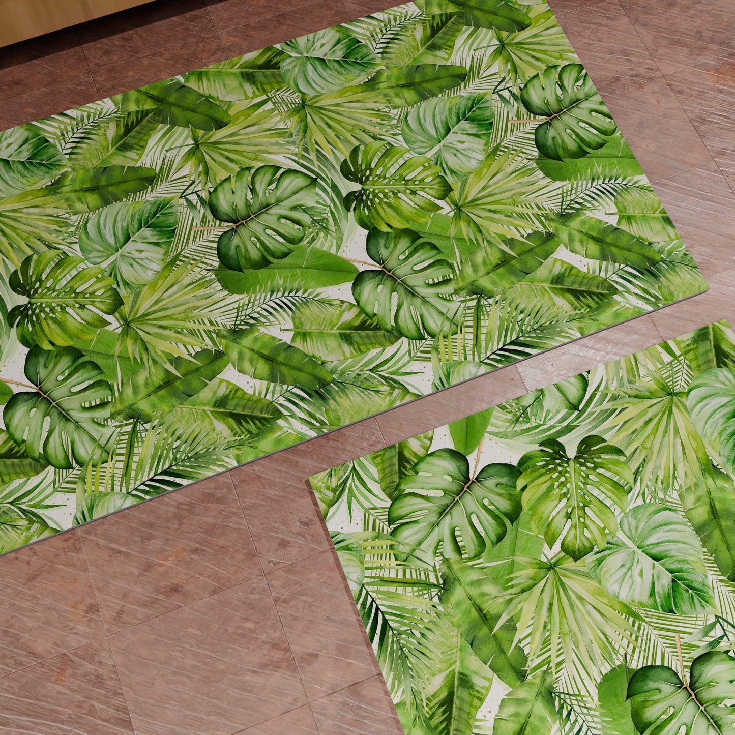 Non-slip kitchen carpet, washable kitchen runner, tropical leaf kitchen
