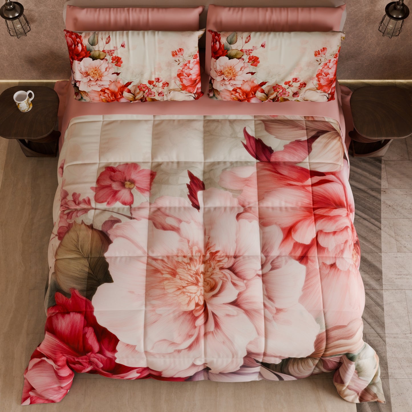 Piumone, Trapunta Matrimoniale, Singola, Piazza e Mezza Floreale 04-152