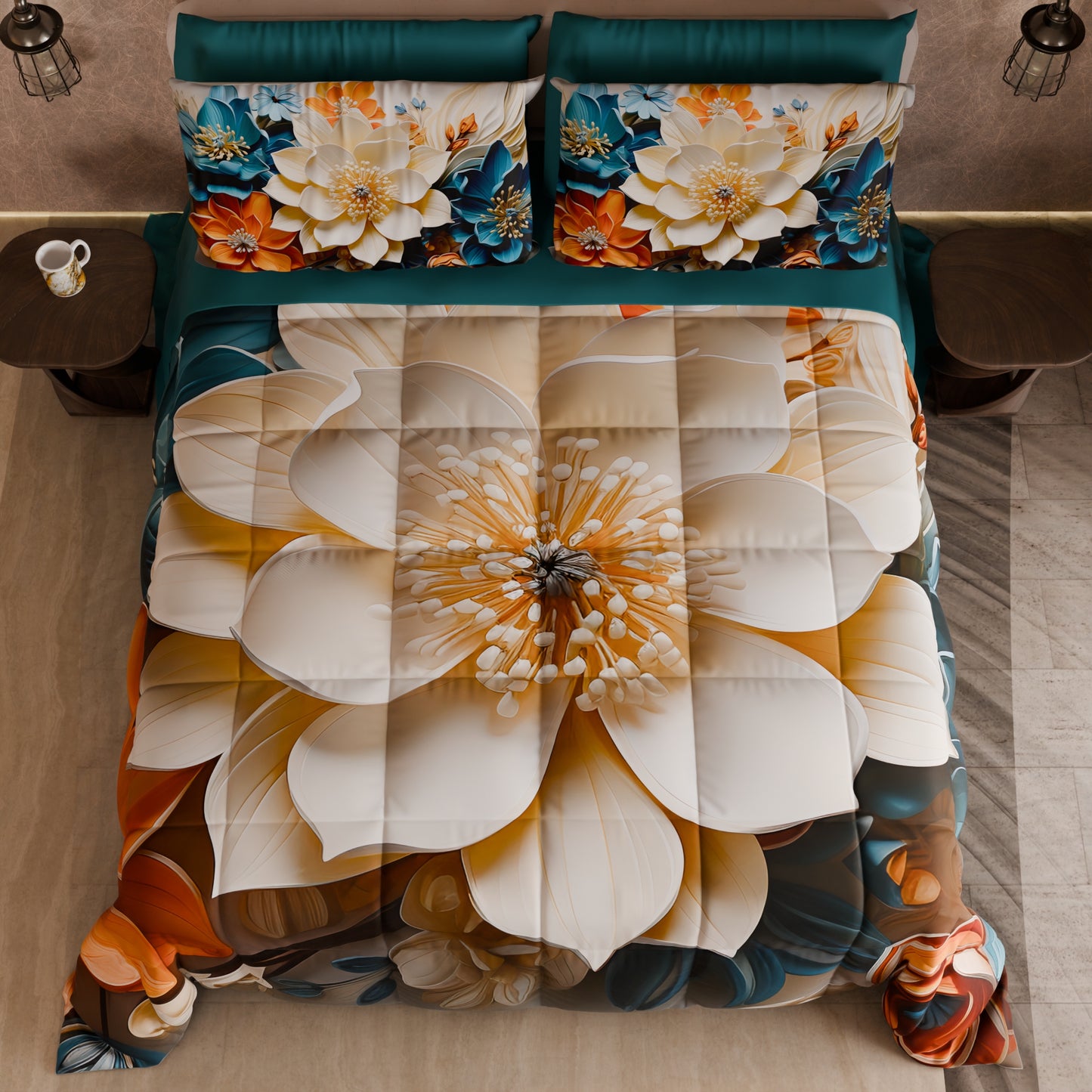 Piumone, Trapunta Matrimoniale, Singola, Piazza e Mezza Floreale 05-10