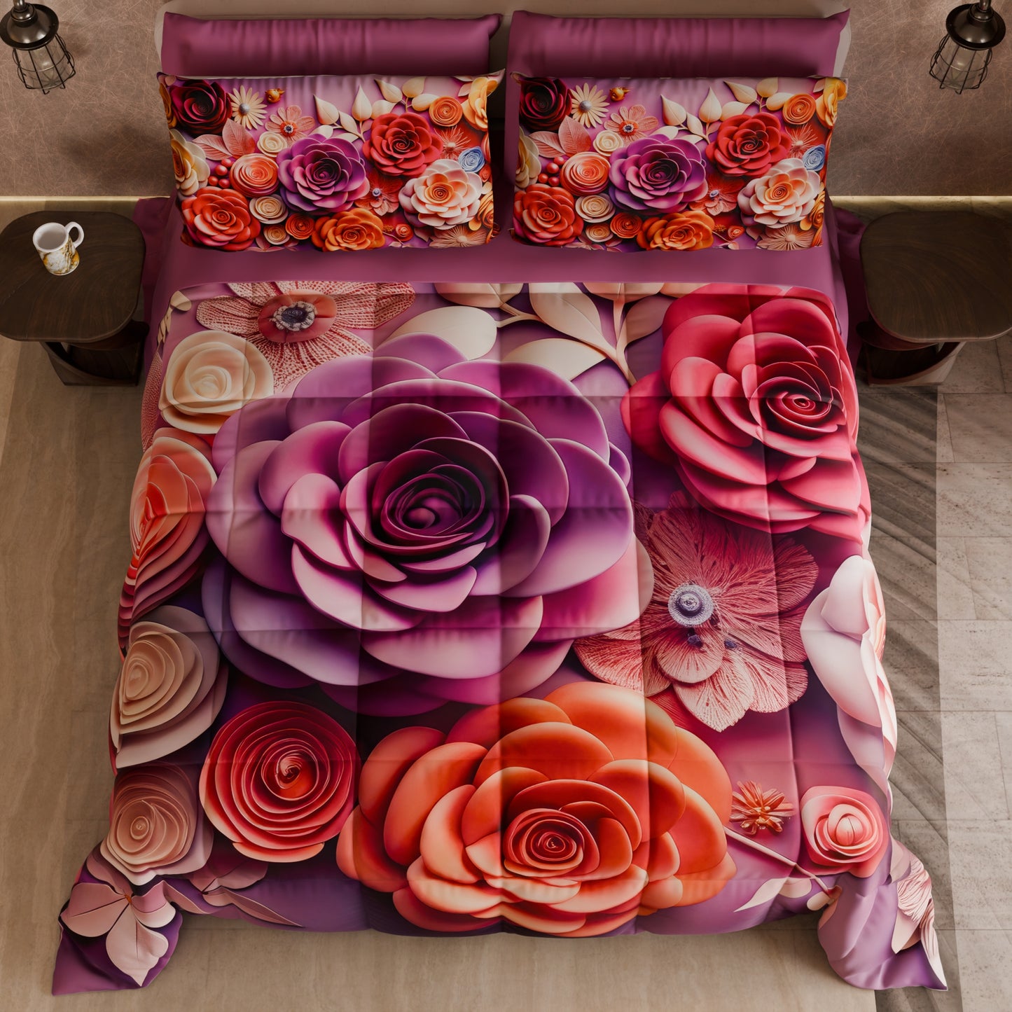 Piumone, Trapunta Matrimoniale, Singola, Piazza e Mezza Floreale 05-17