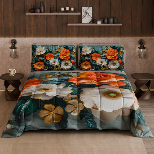 Couette, Edredon Double, Simple, 1 place et Demi Florale 05-18