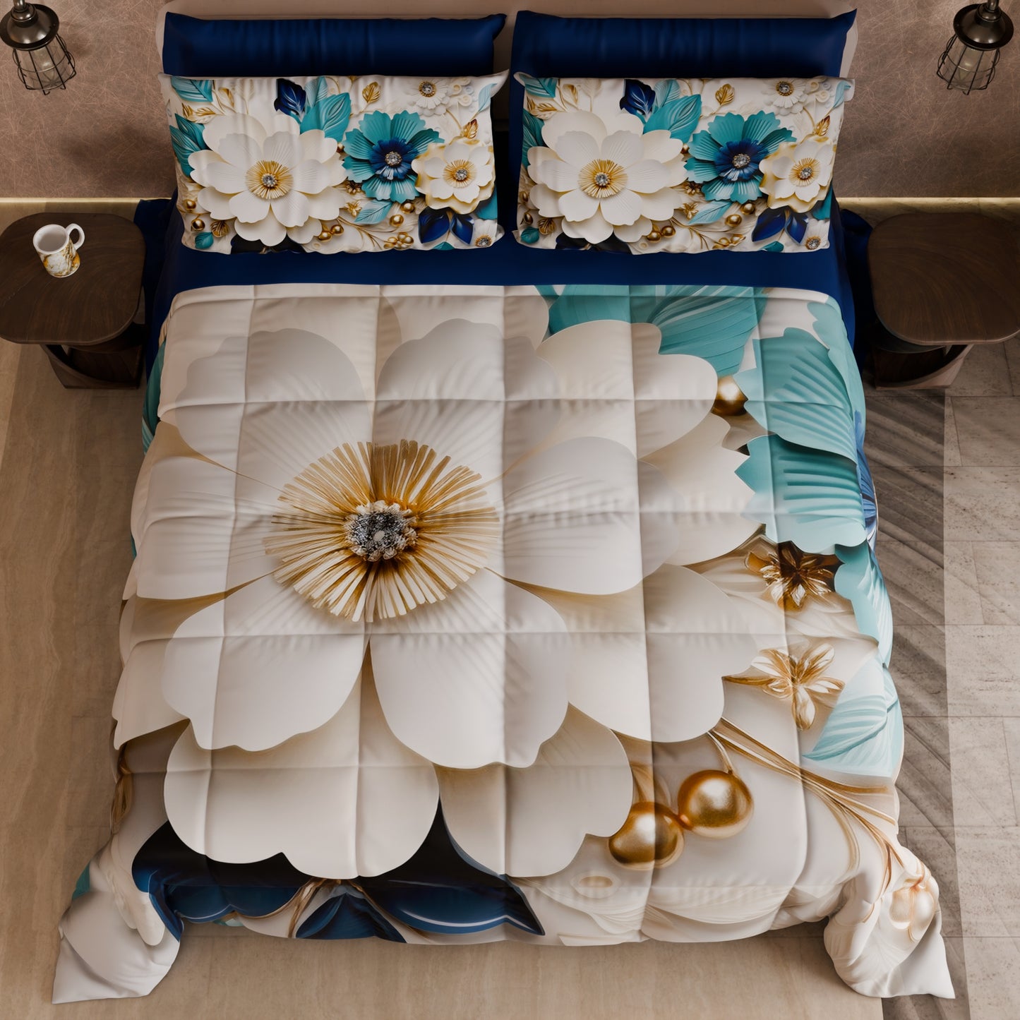 Piumone, Trapunta Matrimoniale, Singola, Piazza e Mezza Floreale 05-19