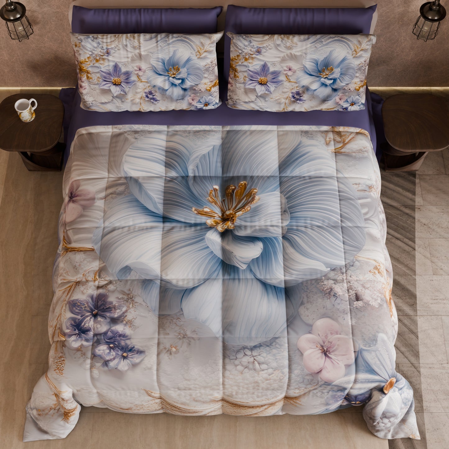 Piumone, Trapunta Matrimoniale, Singola, Piazza e Mezza Floreale 06-4