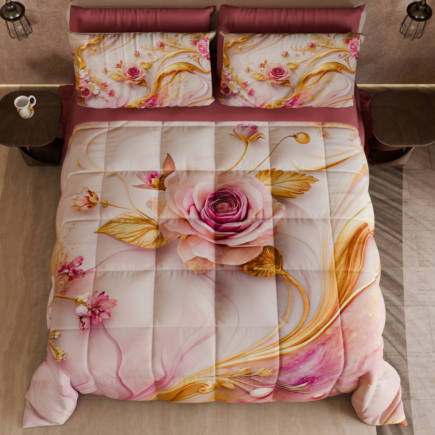 Piumone, Trapunta Matrimoniale, Singola, Piazza e Mezza Floreale 06-6