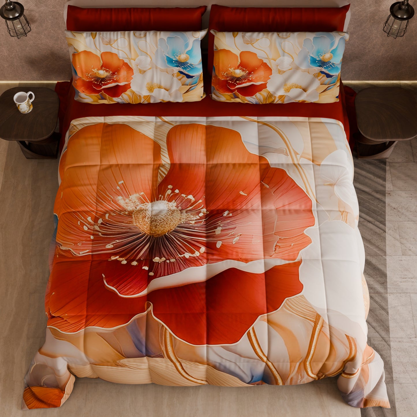 Piumone, Trapunta Matrimoniale, Singola, Piazza e Mezza Floreale 06-9