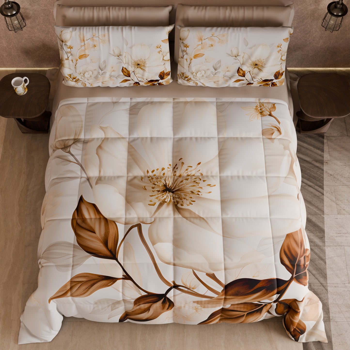 Piumone, Trapunta Matrimoniale, Singola, Piazza e Mezza Floreale F18