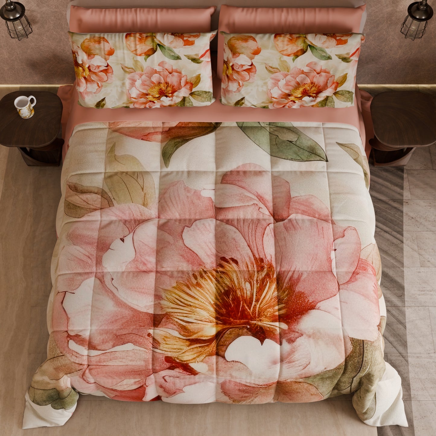 Piumone, Trapunta Matrimoniale, Singola, Piazza e Mezza Floreale F20