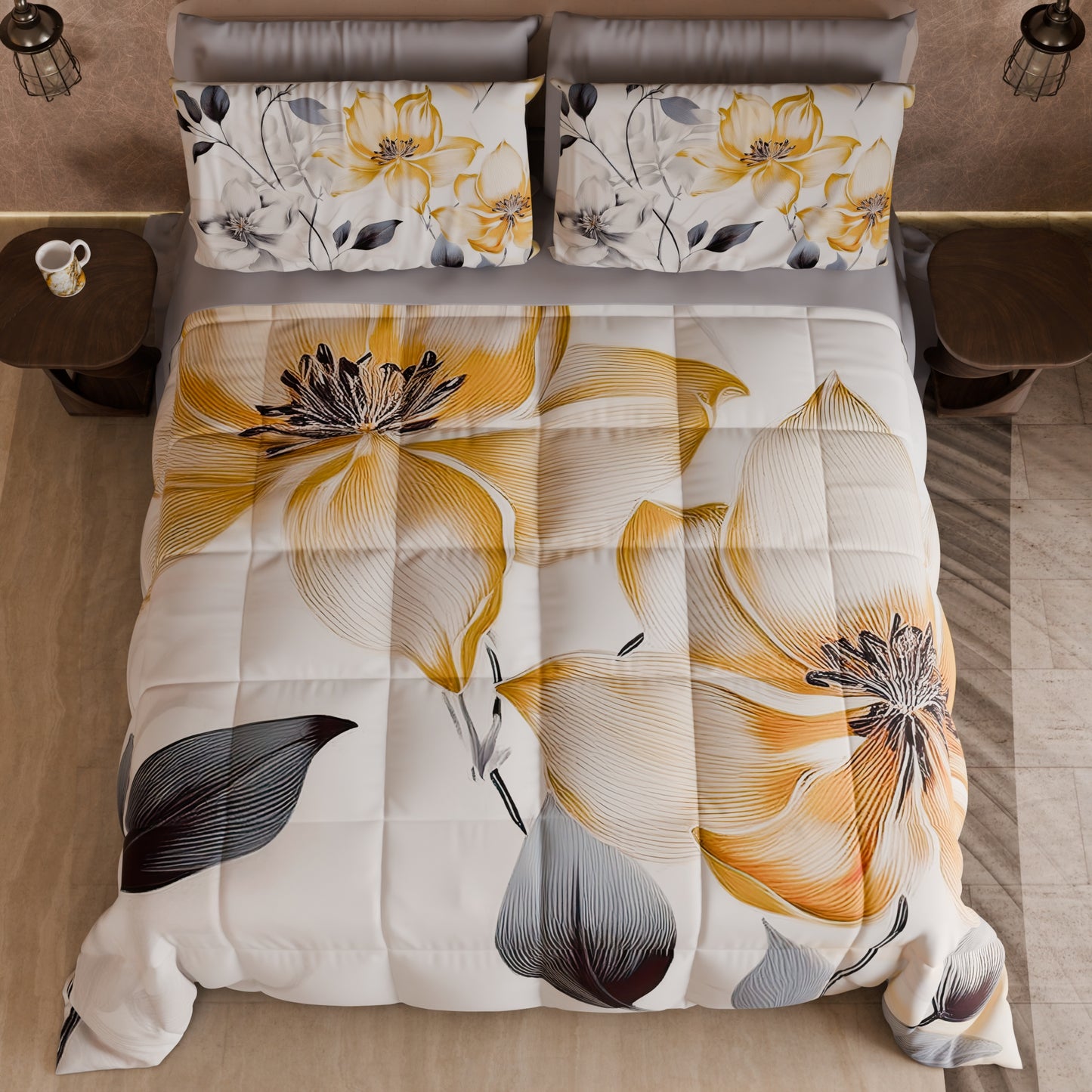 Piumone, Trapunta Matrimoniale, Singola, Piazza e Mezza Floreale F37