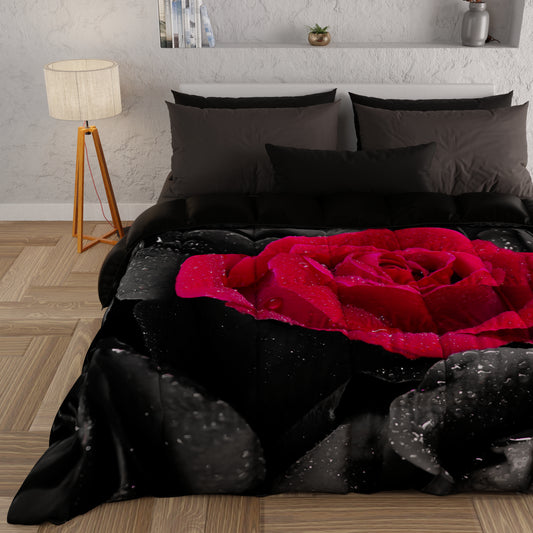 Piumone, Trapunta Matrimoniale, Singola, Piazza e Mezza, Black Roses