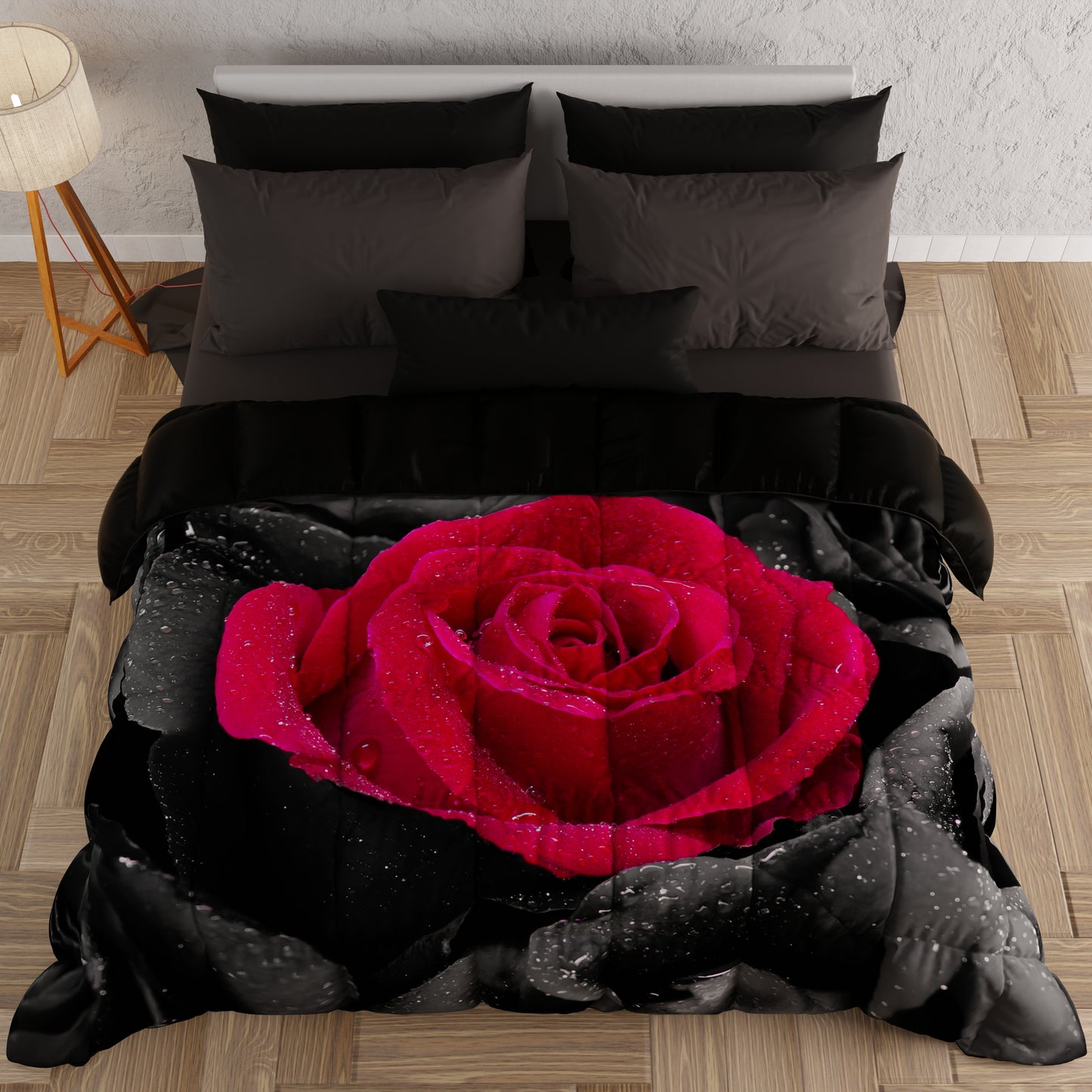 Piumone, Trapunta Matrimoniale, Singola, Piazza e Mezza, Black Roses