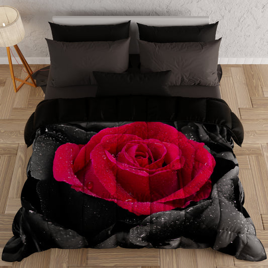 Piumone, Trapunta Matrimoniale, Singola, Piazza e Mezza, Black Roses