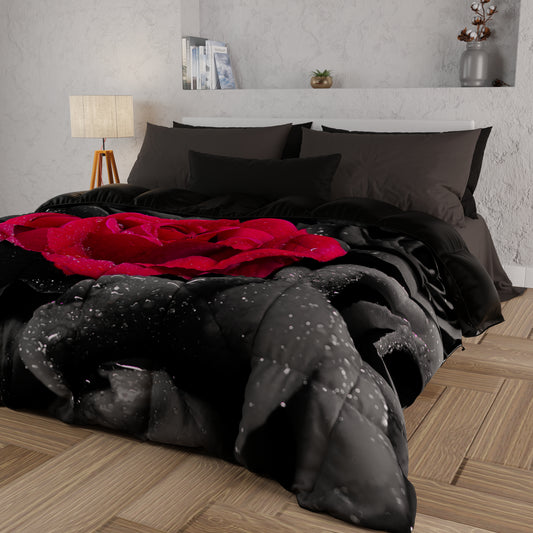 Piumone, Trapunta Matrimoniale, Singola, Piazza e Mezza, Black Roses