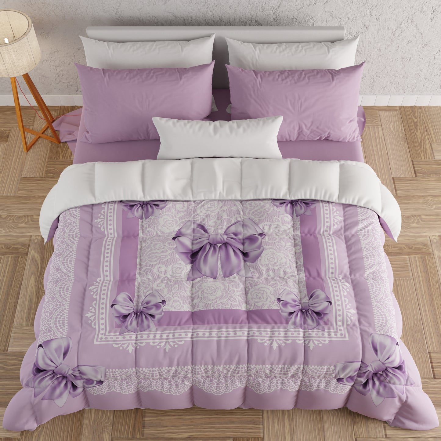 Couette, Courtepointe double, simple, une place et demie, Noeud Lilas