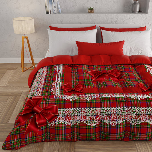 Piumone, Trapunta Matrimoniale, Singola, Piazza e Mezza, Fiocco Tartan, Fantasia Scozzese