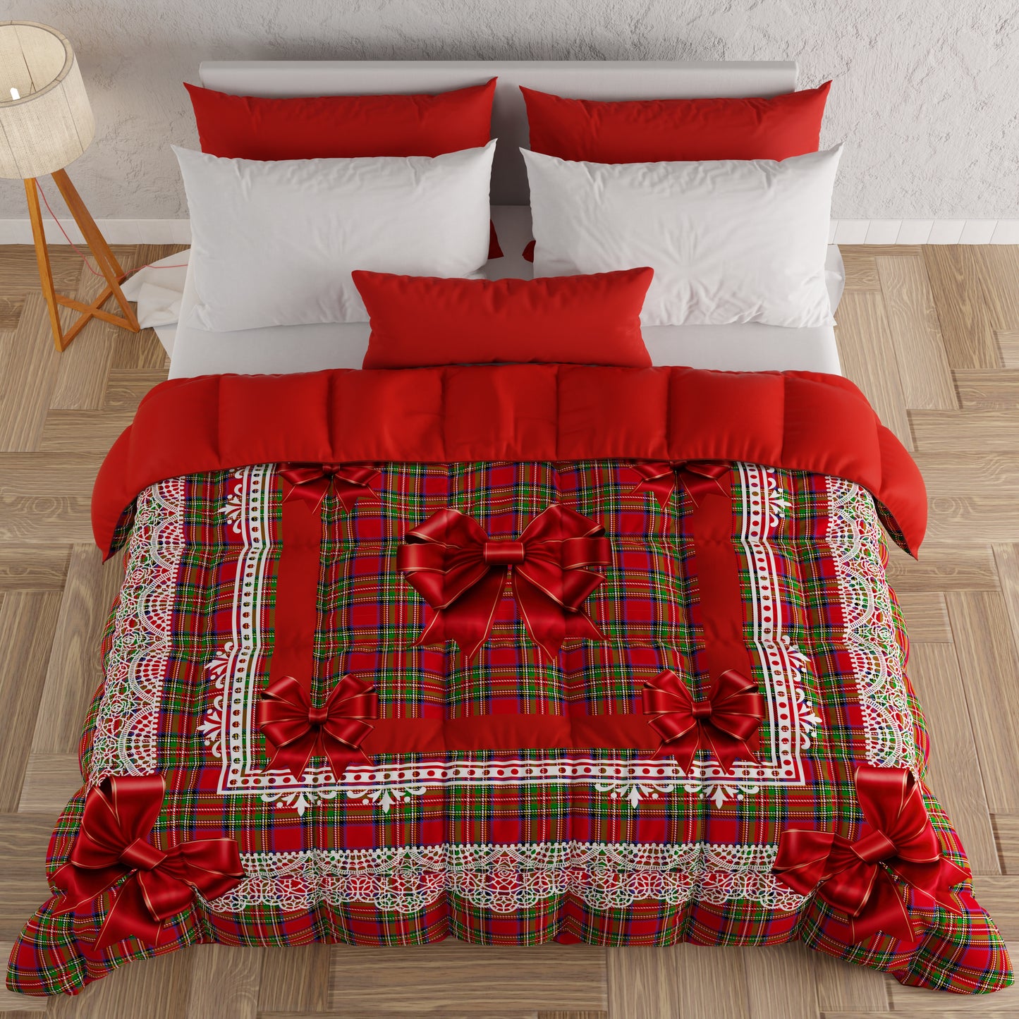 Piumone, Trapunta Matrimoniale, Singola, Piazza e Mezza, Fiocco Tartan, Fantasia Scozzese