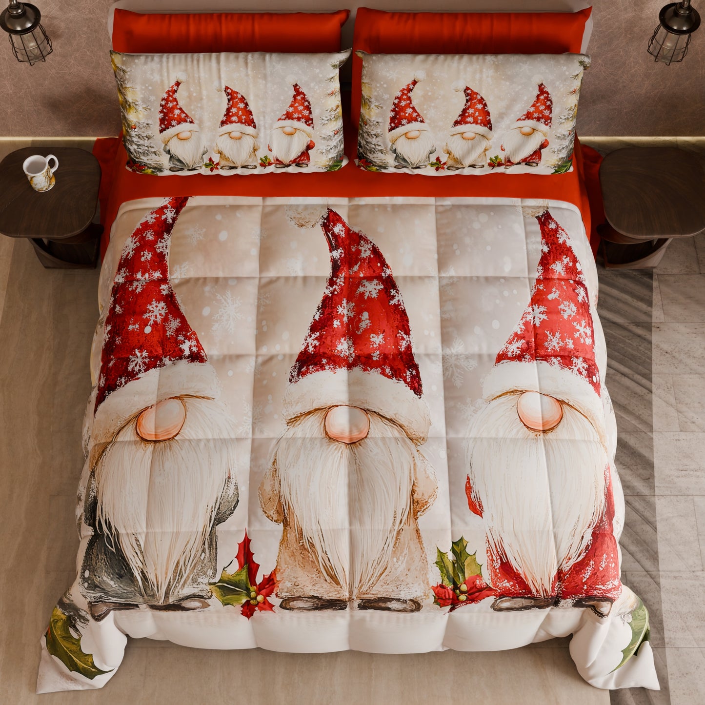 Trapunta Matrimoniale Natale, Singola, Piazza e Mezza Gnomo 03