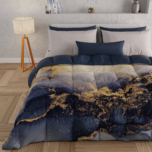 Piumone, Trapunta Matrimoniale, Singola, Piazza e Mezza, Marble 08 Blu