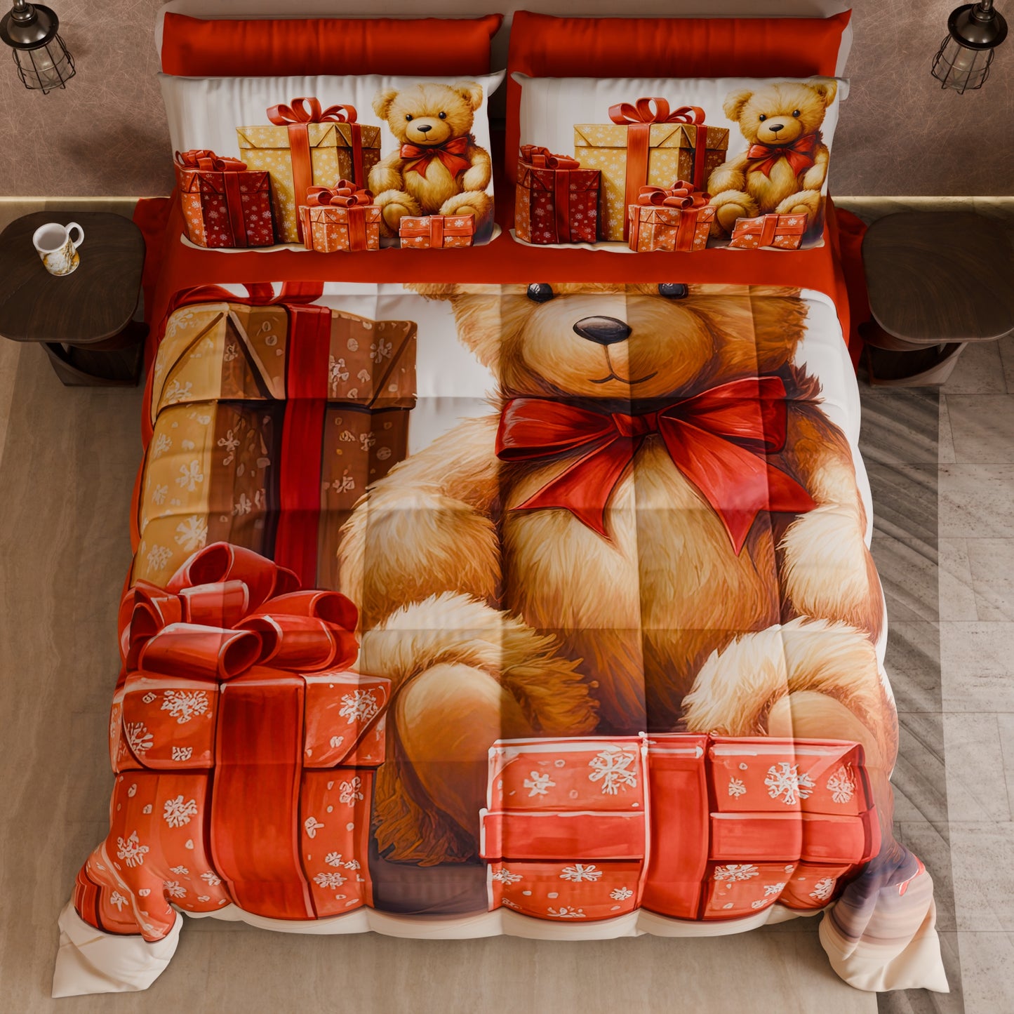 Trapunta Matrimoniale Natale, Singola, Piazza e Mezza Orsetto 02