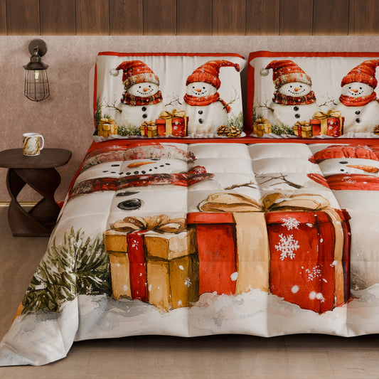 Couette double Noël, Simple, Une place et demie Bonhomme 01
