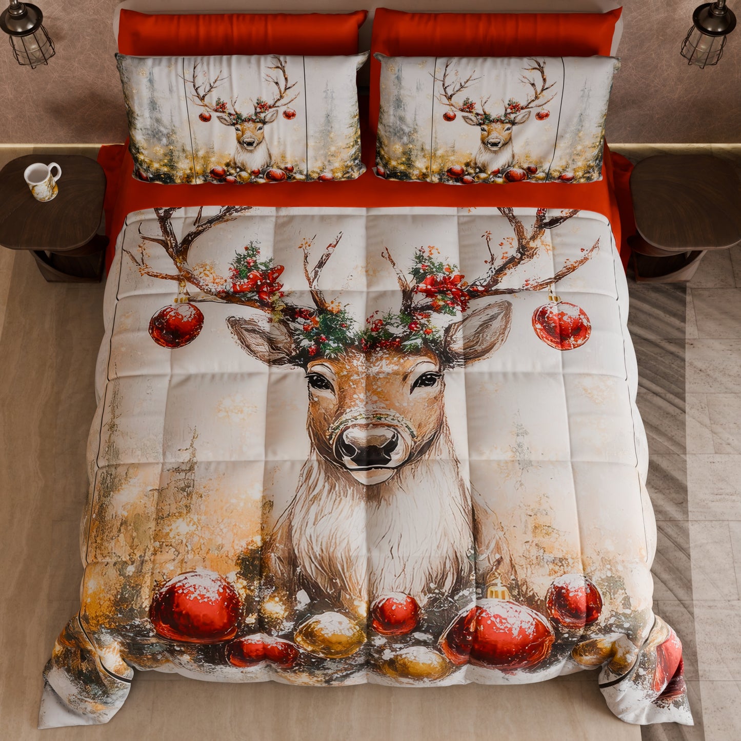 Trapunta Matrimoniale Natale, Singola, Piazza e Mezza Renna