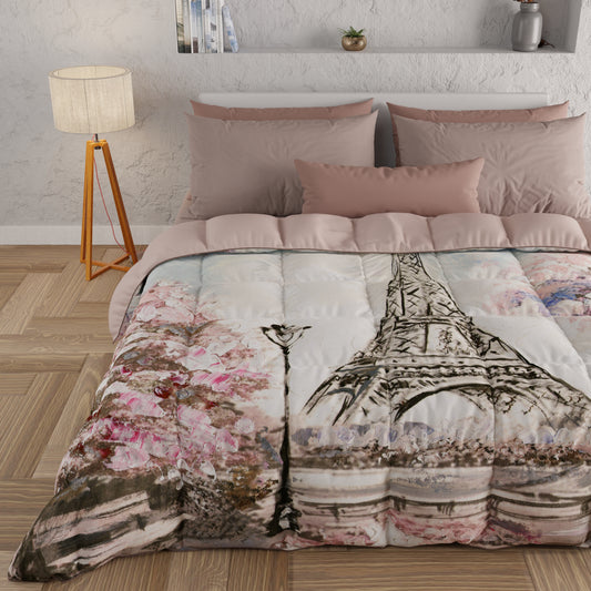 Piumone, Trapunta Matrimoniale, Singola, Piazza e Mezza, Paris, Parigi Torre Eiffel