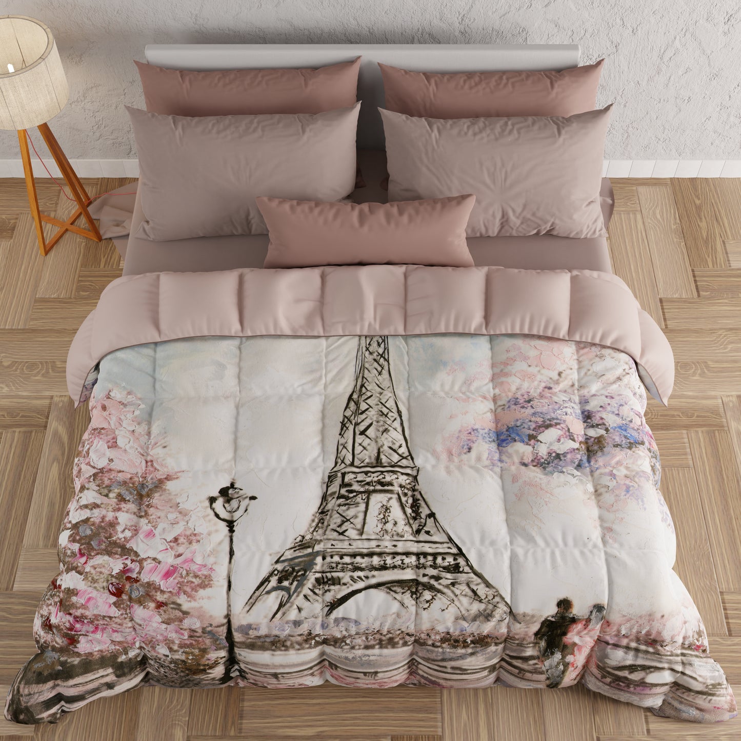 Piumone, Trapunta Matrimoniale, Singola, Piazza e Mezza, Paris, Parigi Torre Eiffel