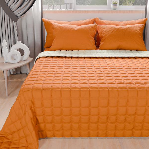 Courtepointe printemps-automne réversible Orange Crème