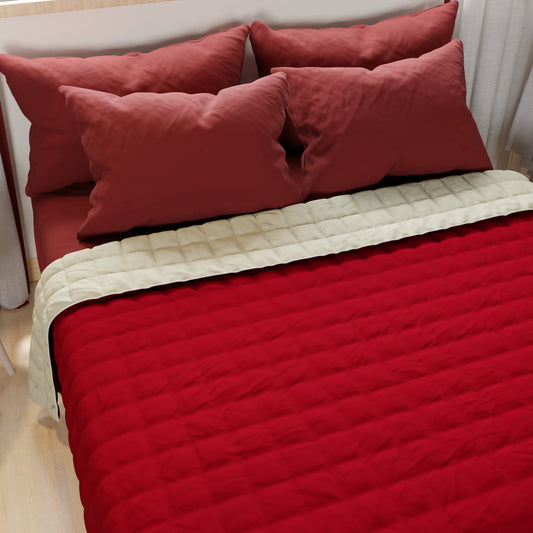 Trapuntino Copriletto Primaverile Autunnale Double Face Tortora Bordeaux