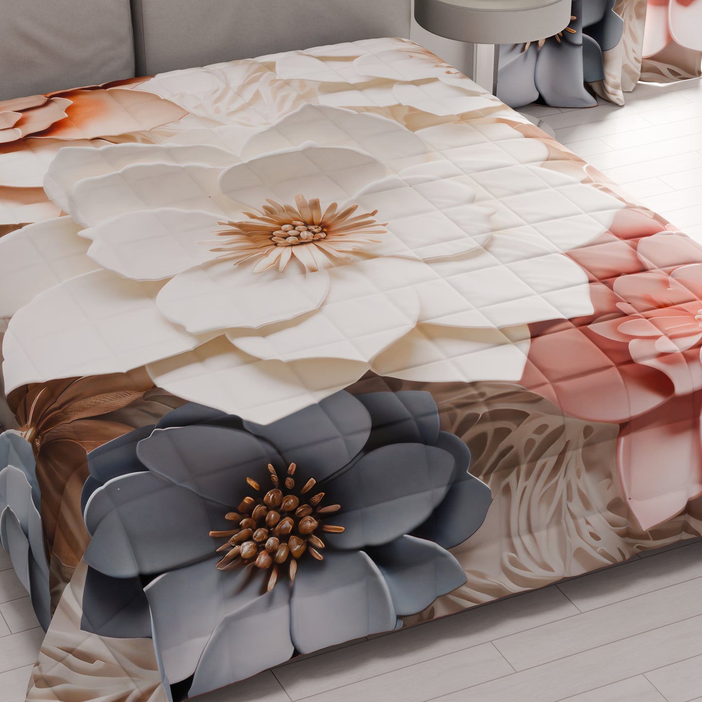 Trapuntino Copriletto Primaverile Autunnale in Stampa Digitale Floreale 05-1